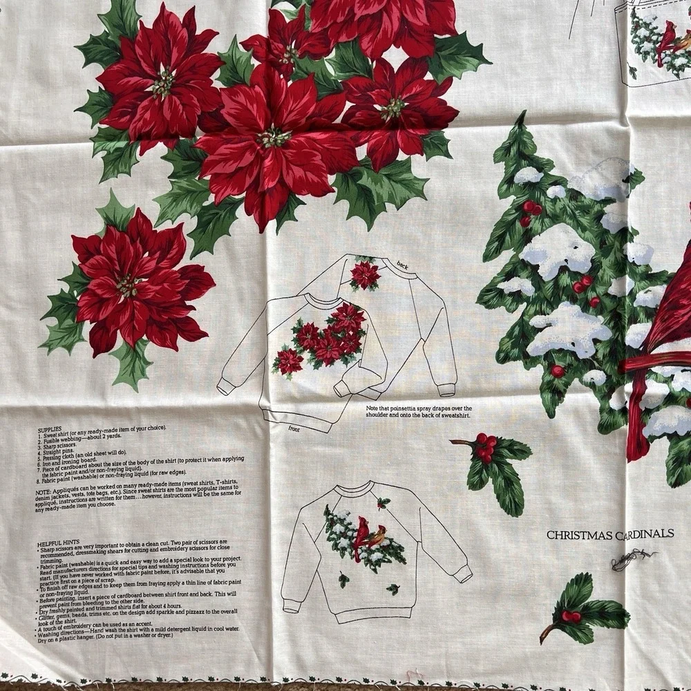 Christmas Greenery Wearable Art Pattern Panel Cranston Print Works Cardinals